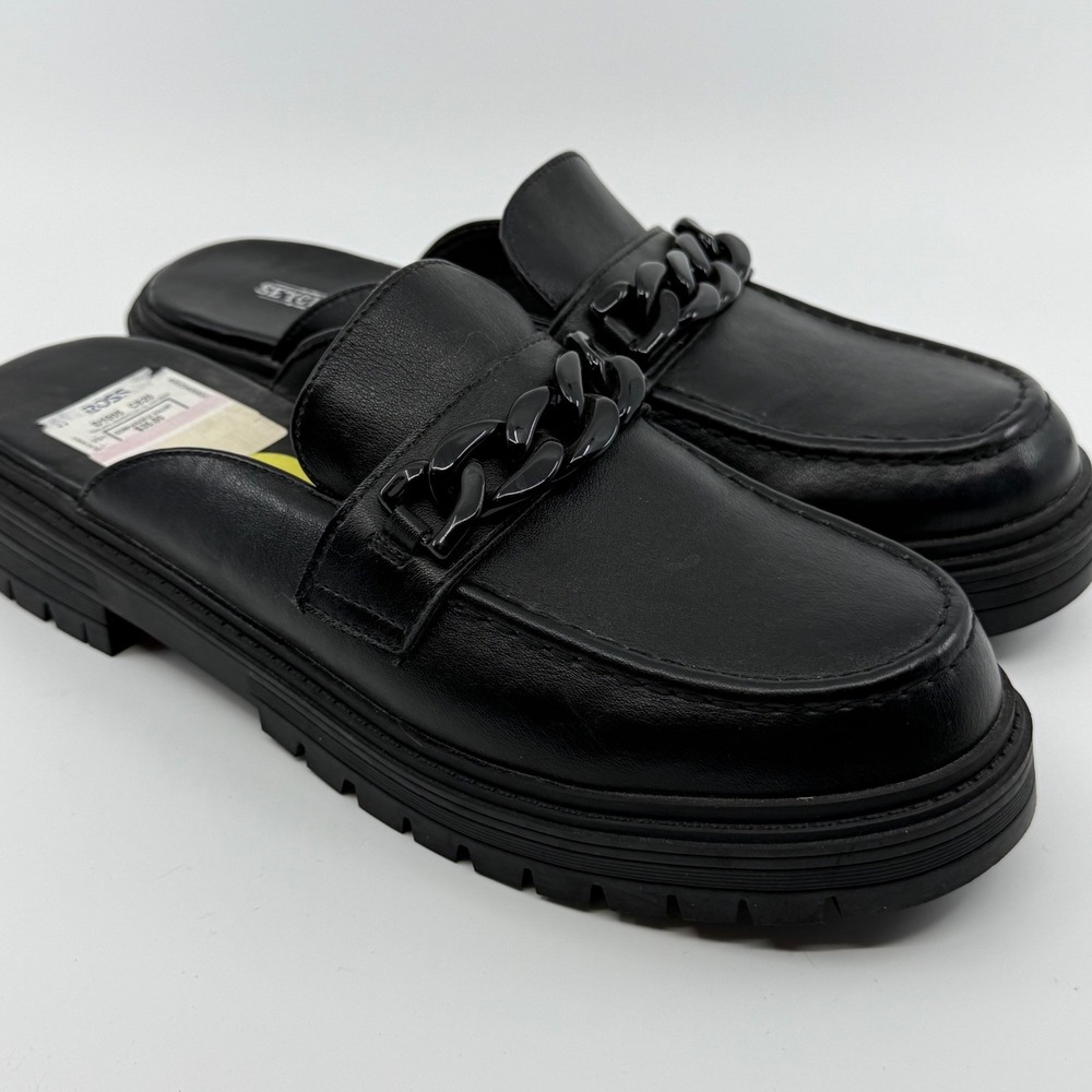 Seychelles Black Chain Platform Loafer Mules Womens Size 9 slip on
